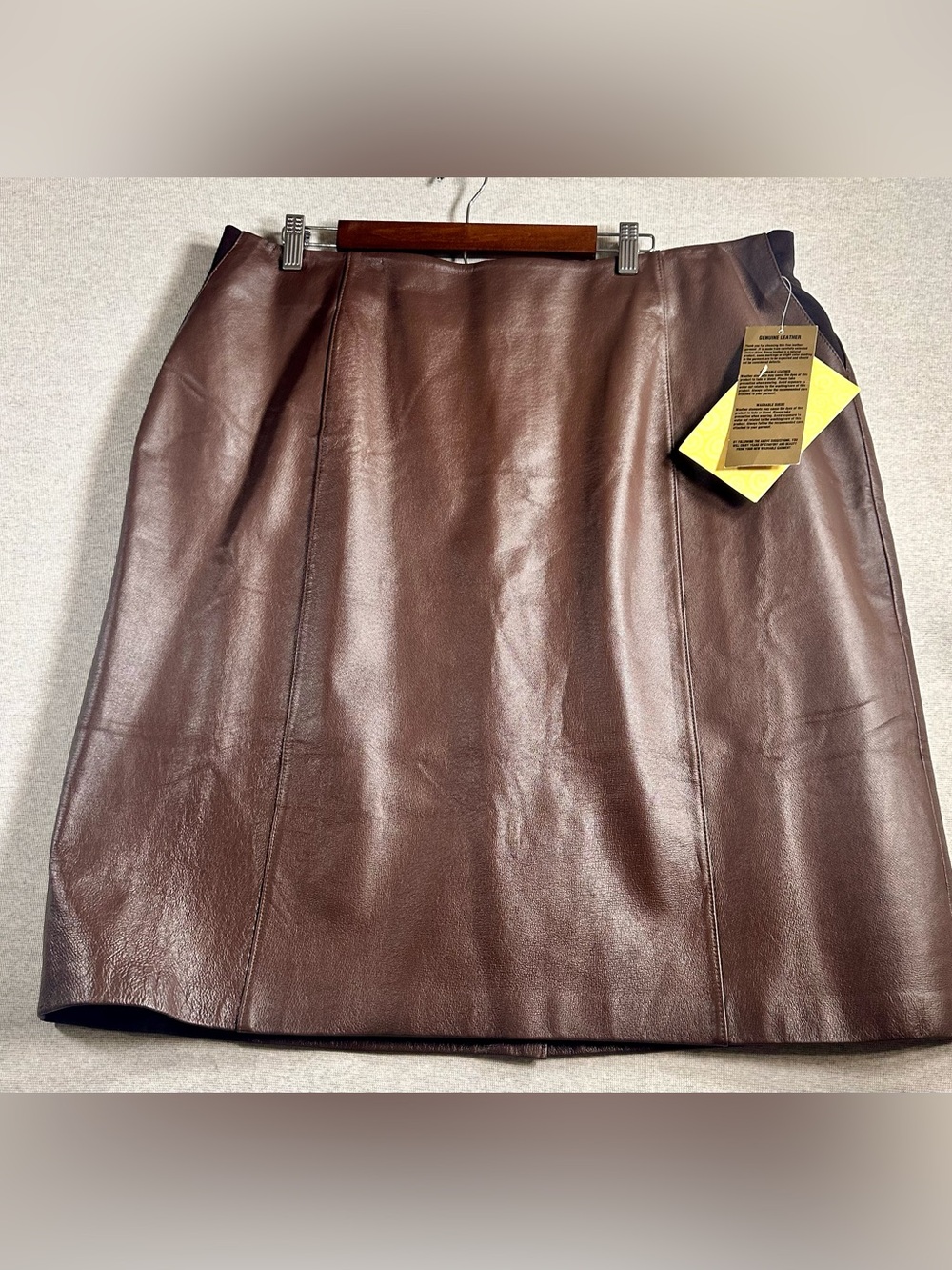 Plus Size Brown Leather Mini Skirt QVC Dialogue sz 24